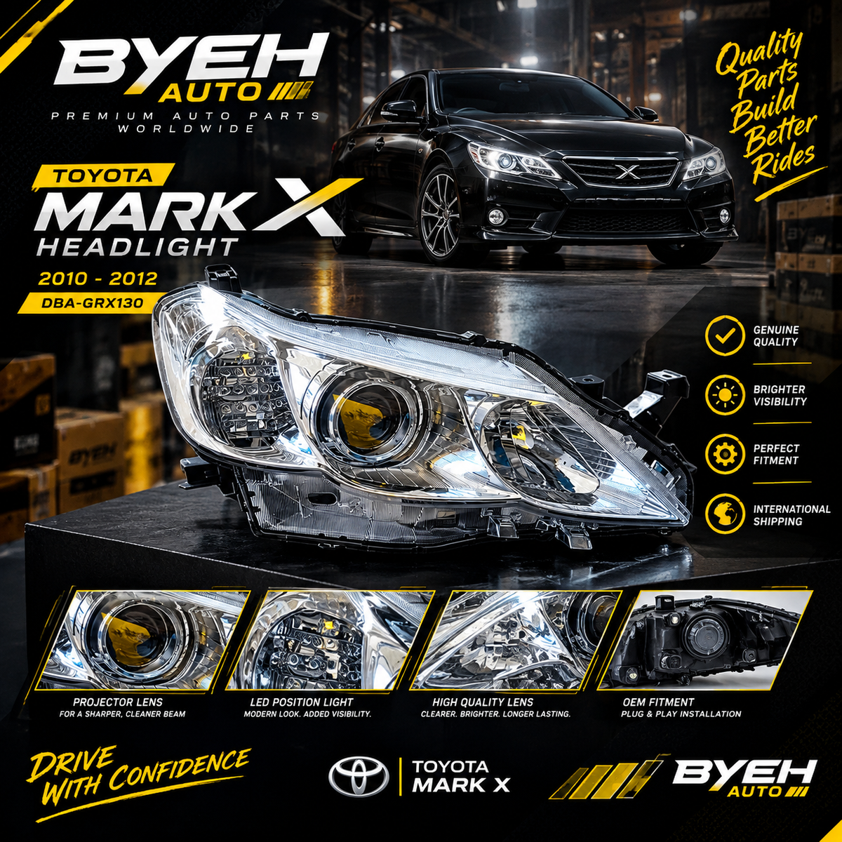 Toyota Mark - X Headlight 2010 - 2012 DBA-GRX130