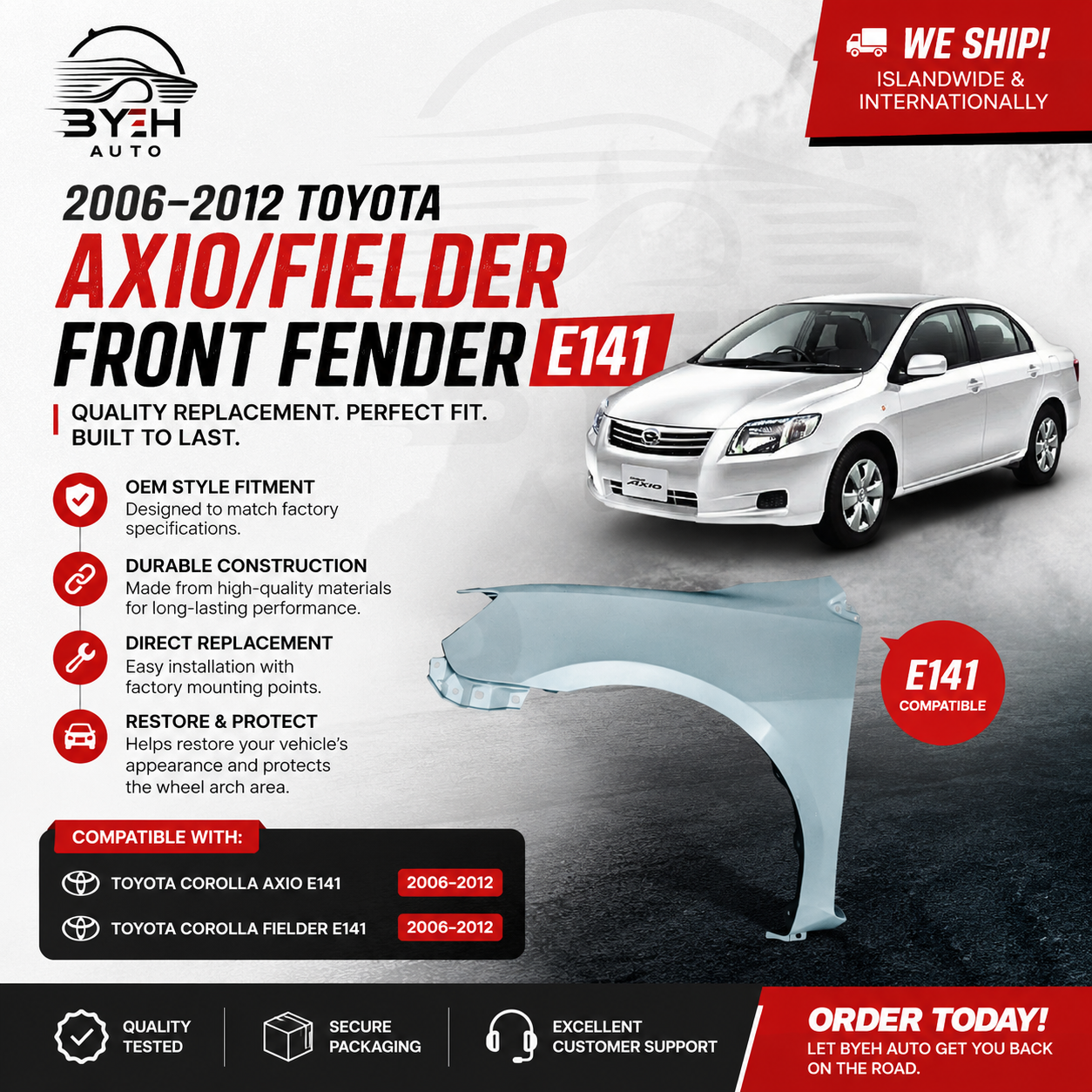 2006–2012 Toyota Axio/Fielder Front Fender E141