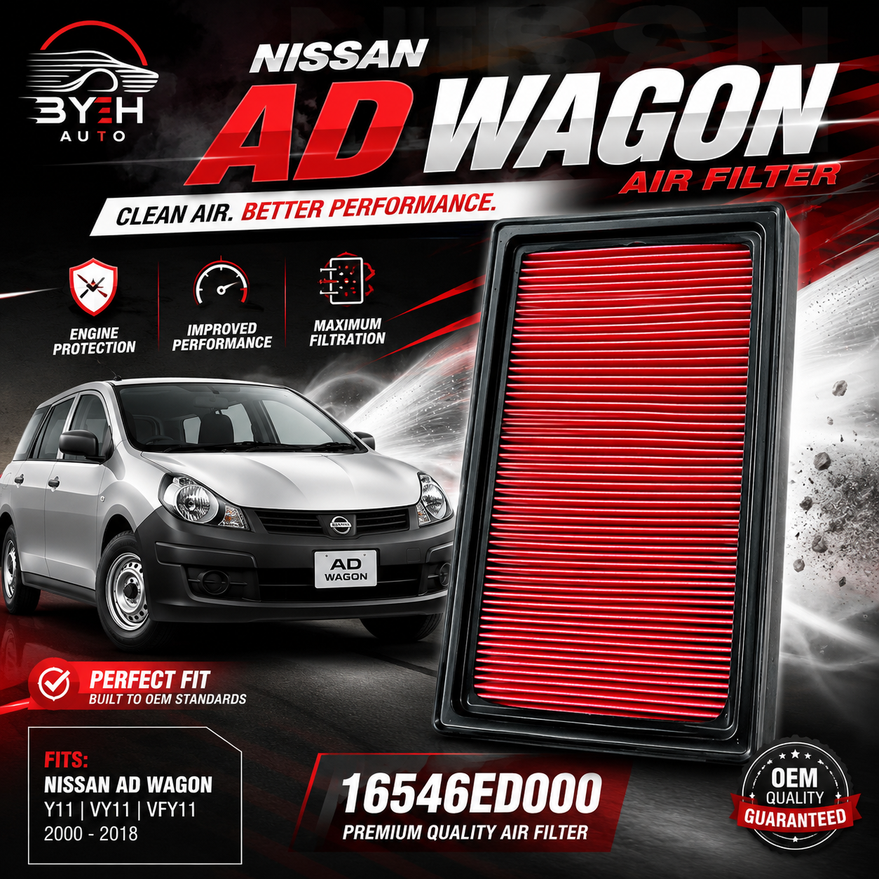 🚗 Nissan AD Wagon Air Filter – 16546-ED000