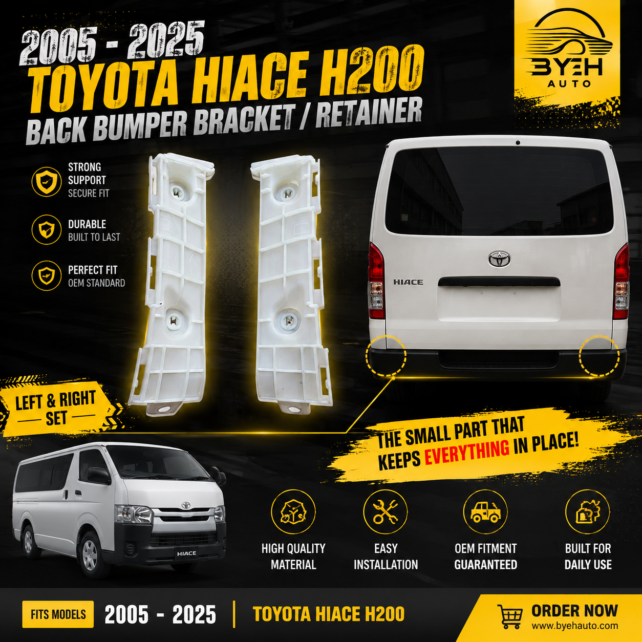 Toyota Hiace H200 Back Bumper Bracket / Retainer (2005–2025)