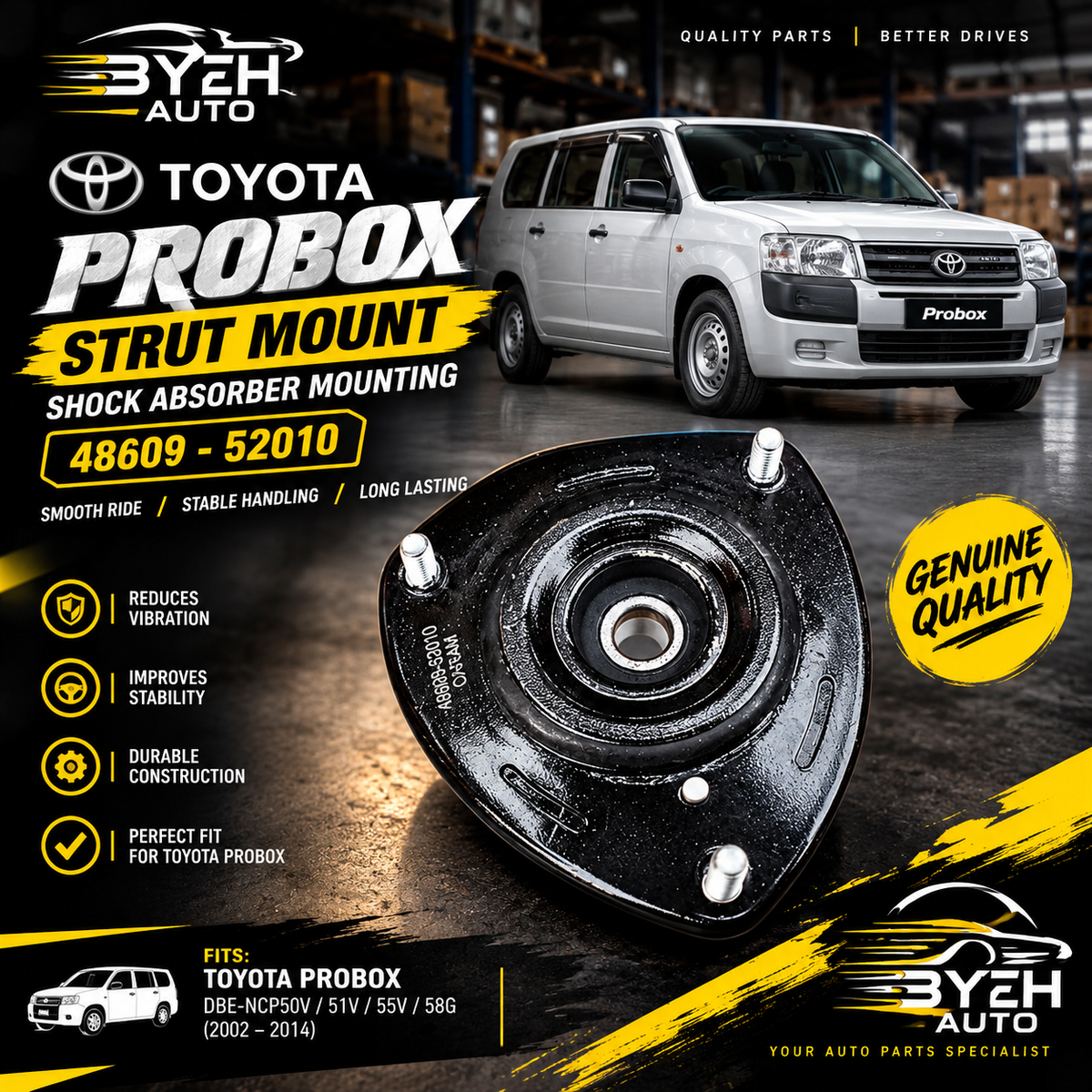 Toyota Probox Strut Mount / Shock Absorber Mounting – 48609-52010